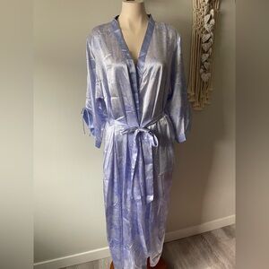 Jones New York Purple Floral Satin Maxi Robe Plus Size 1X